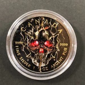 1 oz Silver 2018 Maple Leaf Smoked Skull LE of 500